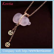 2015 lovely sinicism natural pink cucurbit pendant necklace for girl's costume imitation jewellery